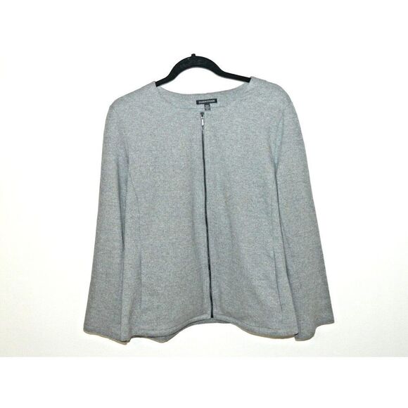 Eileen Fisher Jacket‎ Womens Size Large Gray Round Neck Full Zip Casual Preppy - Picture 4 of 10